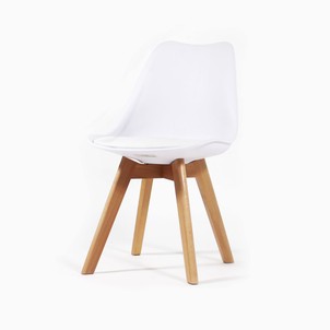 Chaise scandinave blanche et bois foncé
