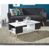 Babette meuble tv scandinave pieds en eucalyptus gris foncé et blanc