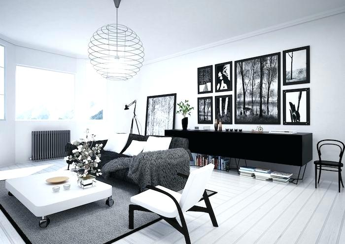 Salon noir et blanc scandinave