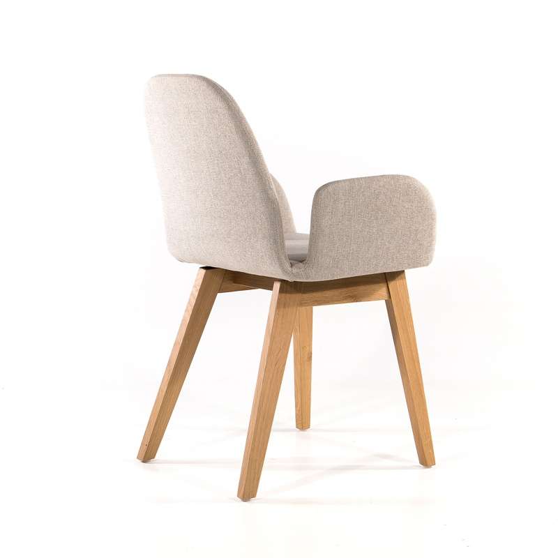 Chaise scandinave tissu blanche et bois