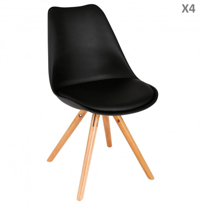 Chaise scandinave noir x4
