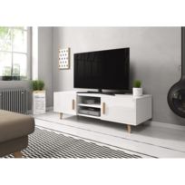 Flo meuble tv télévision style scandinave blanc