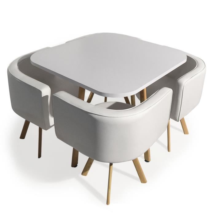 Table blanc laque et chaise scandinave