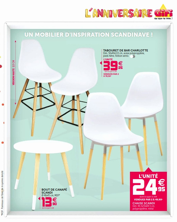 Chaise scandinave assise 60 cm