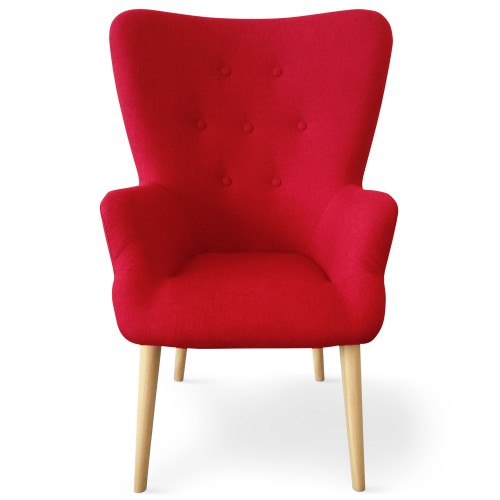 Chaise scandinave tissu rouge