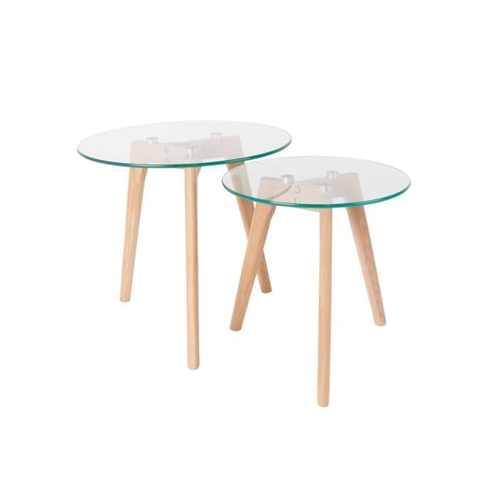 Table scandinave bois et verre