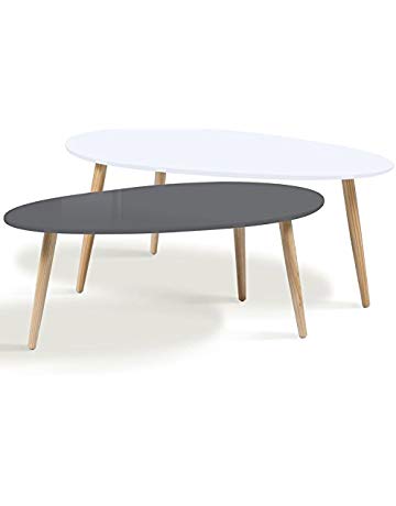 Table basse scandinave ronde forme plateau gris
