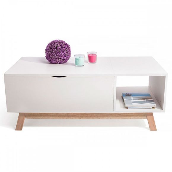 Table basse scandinave blanche rectangulaire