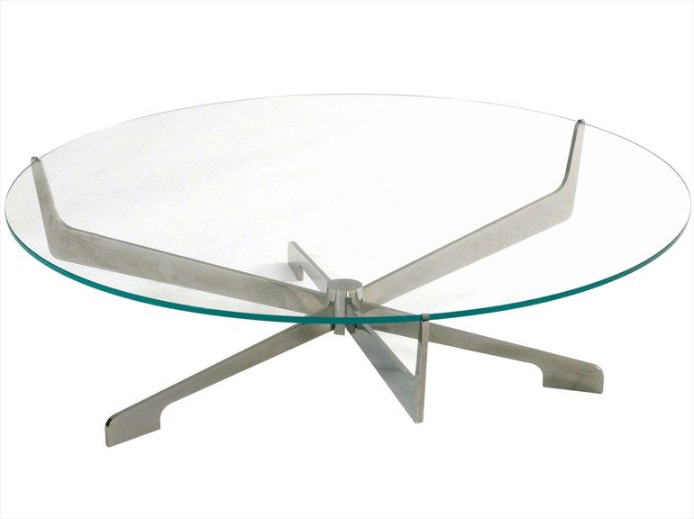 Table basse ronde verre et acier