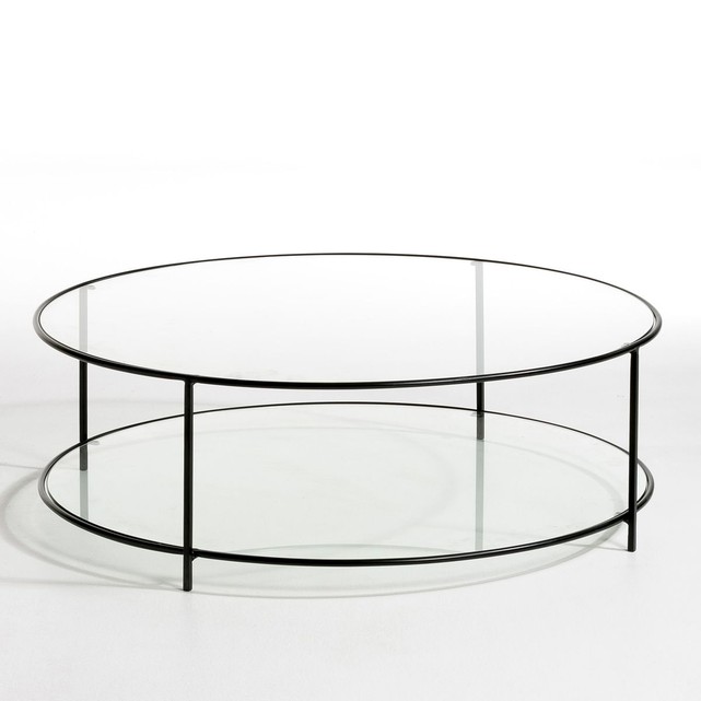 Table basse ronde metal et verre