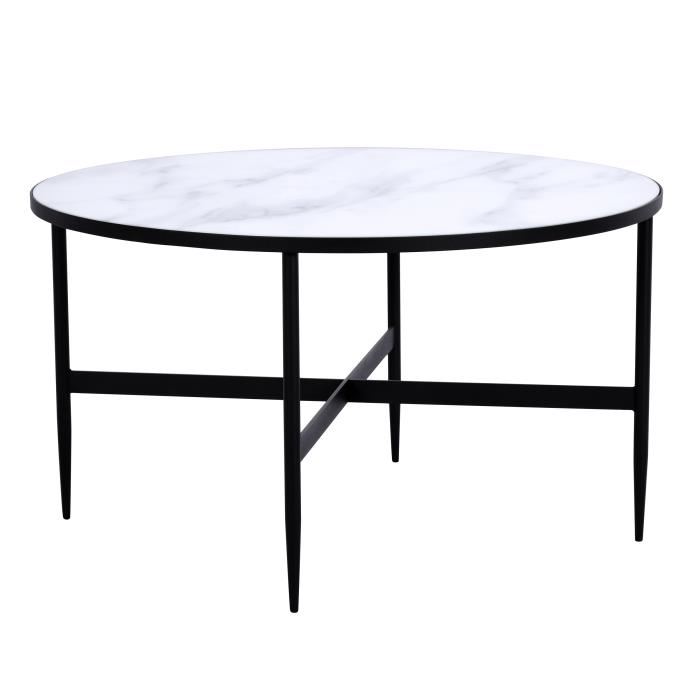 Table basse ronde marbre noir