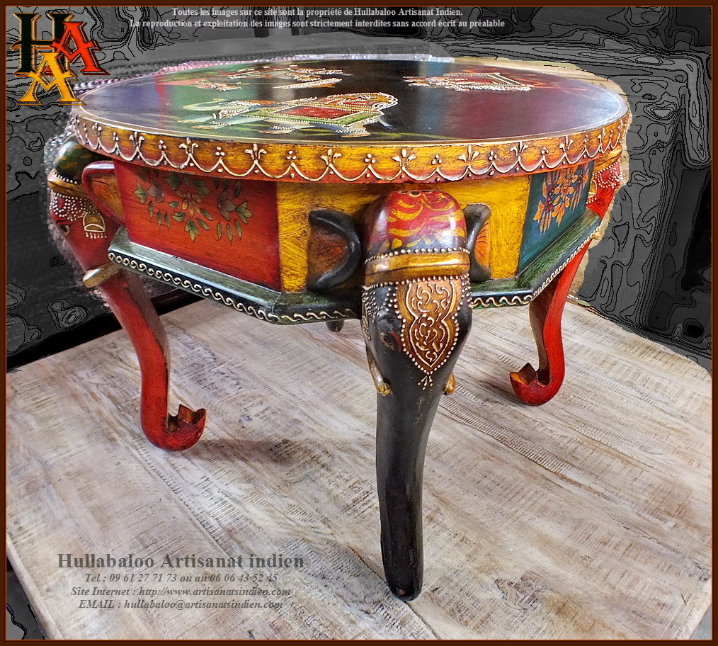 Table basse ronde indienne