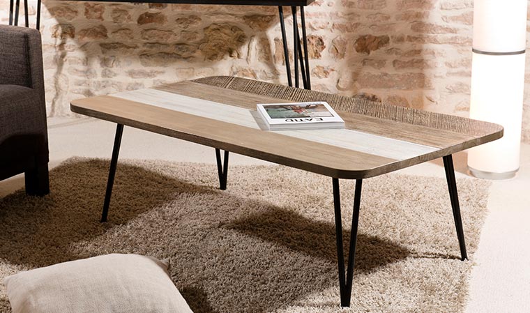 Table scandinave metal et bois
