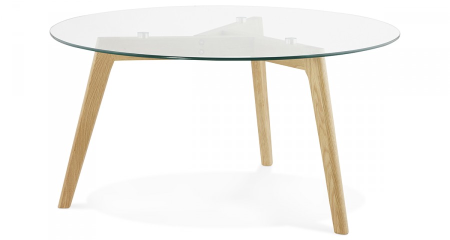 Table basse ronde verre et bois