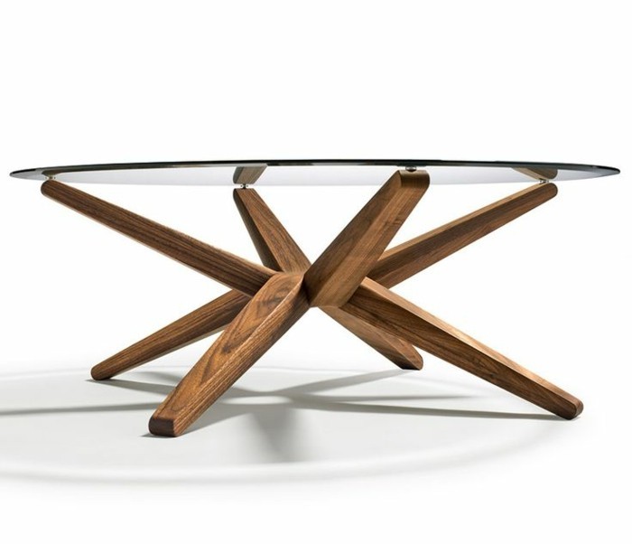 Table basse moderne bois et verre