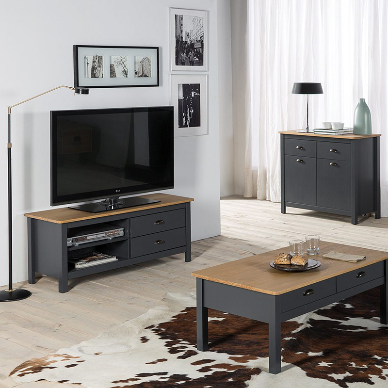 Meuble tv et table basse bois gris