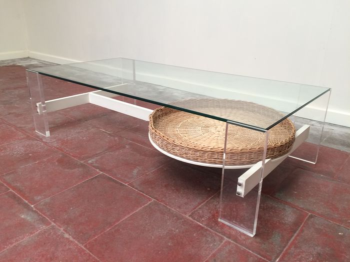Table basse plexiglas bois