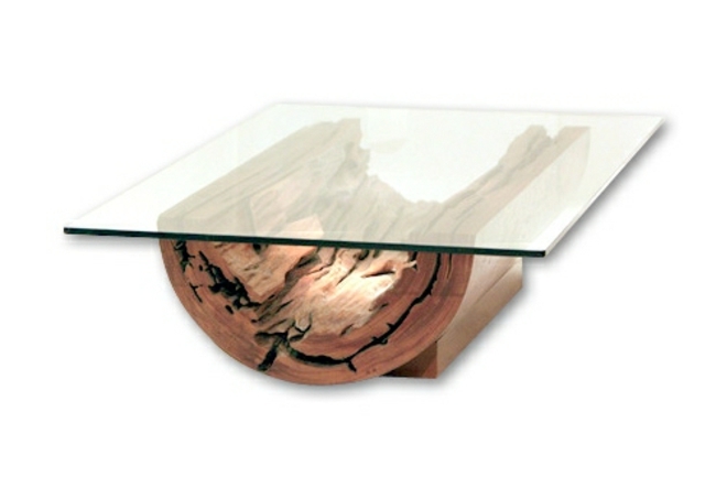 Table basse contemporaine bois et verre
