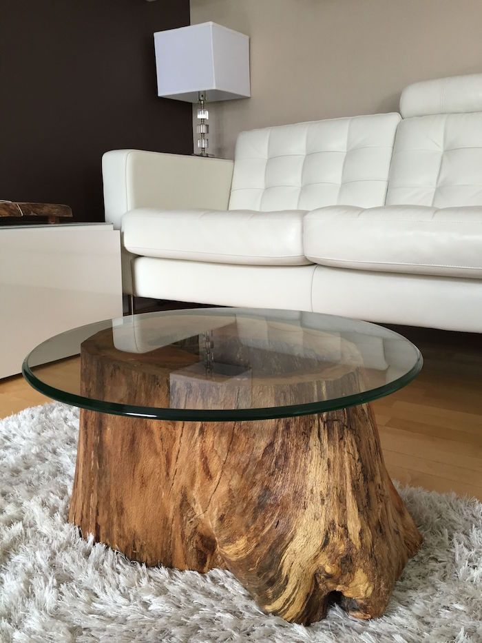 Table basse avec bois brut
