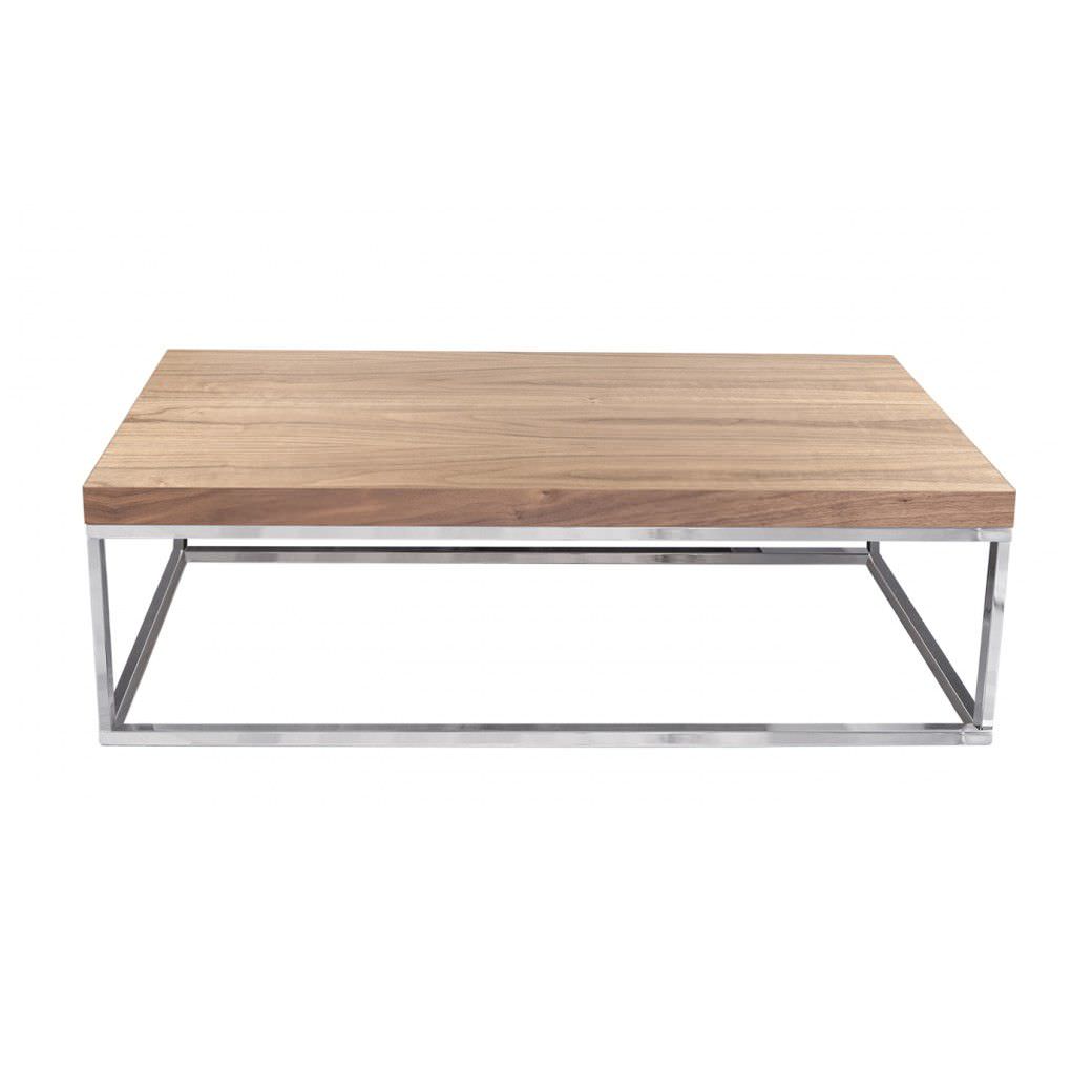 Table basse bois chrome