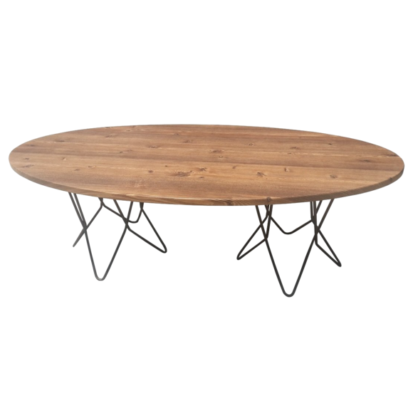 Table basse ovale bois et metal