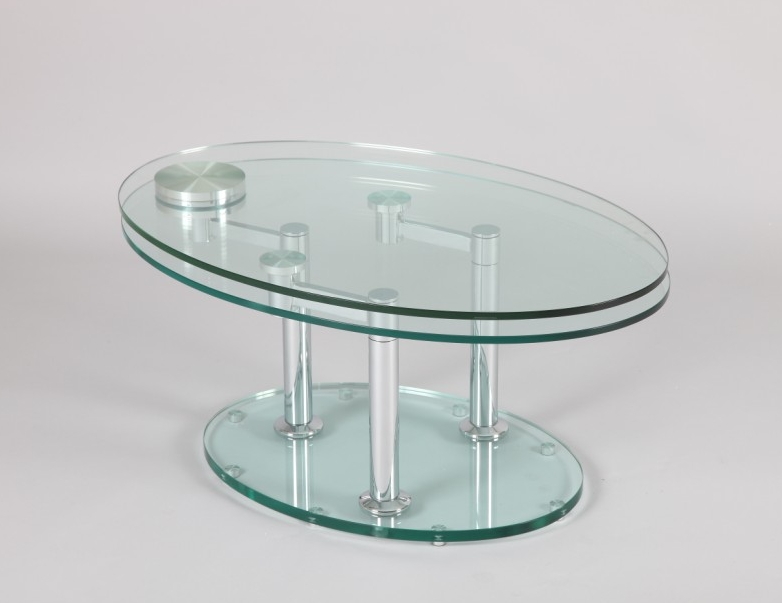 Table basse en verre trempé ovale