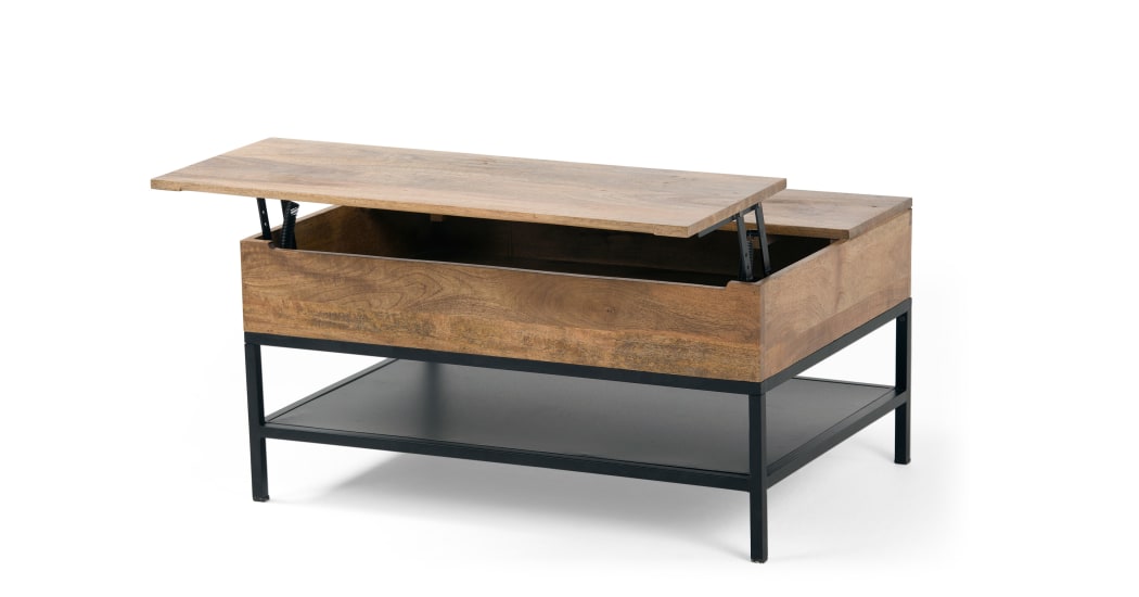 Table basse bois metal avec rangement