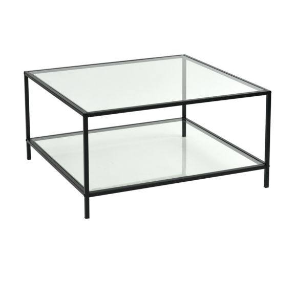 Table basse carrée noir et verre