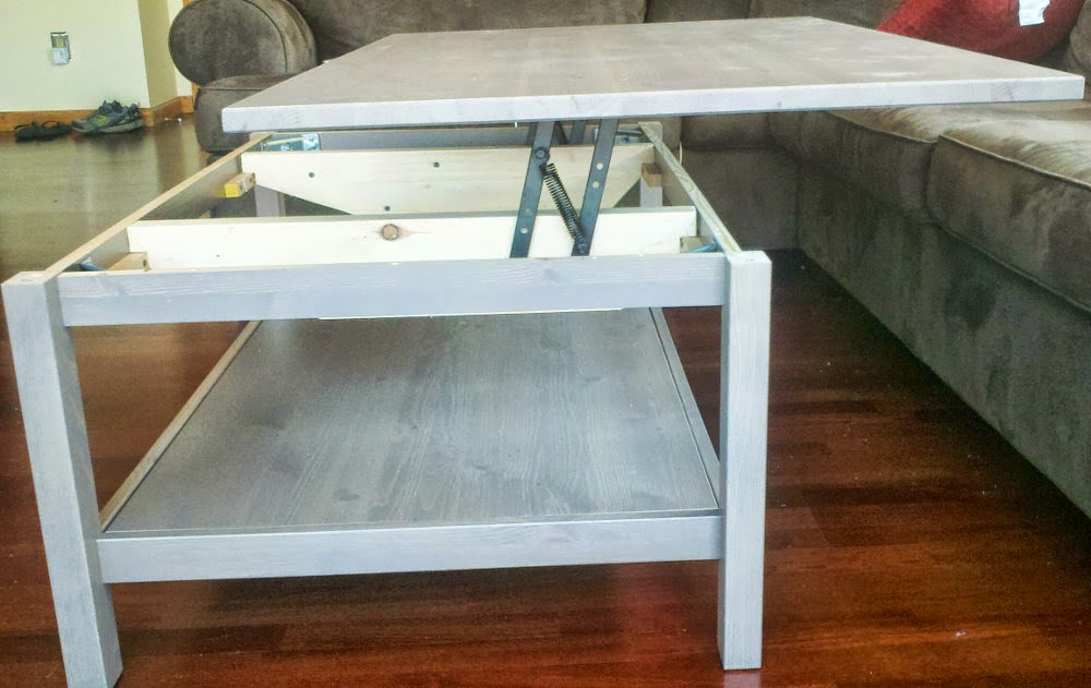Table basse avec plateau relevable gris