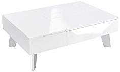Table basse plateau relevable yana blanc et béton