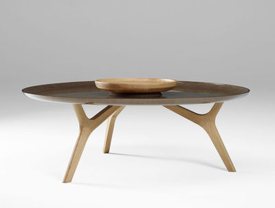 Table basse ronde bois design