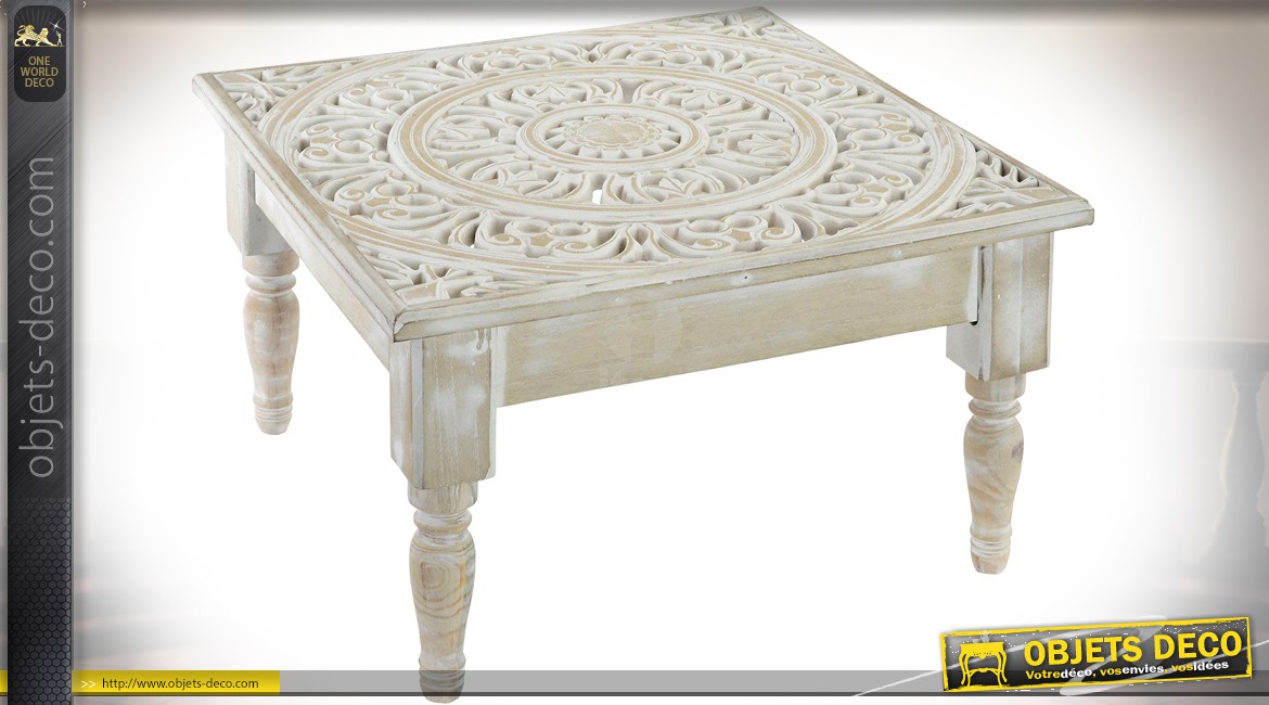 Table basse bois indienne