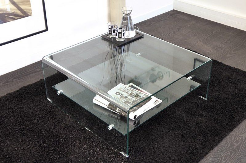 Table basse design wave en verre