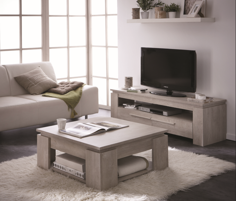 Ensemble table basse meuble tv bois
