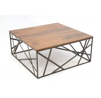 Table basse en fer forgé et bois