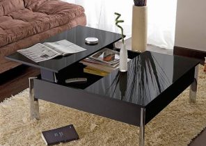 Duplex table basse relevable wengé/noir
