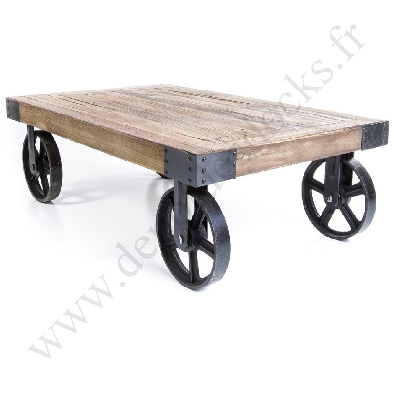 Table basse industrielle roue