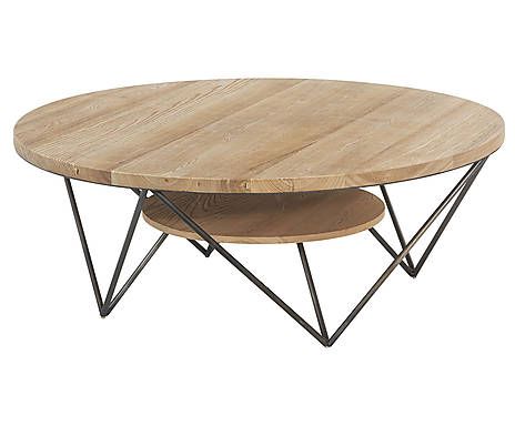 Table basse fer et bois ronde