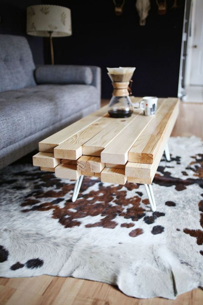 Table basse planche bois brut