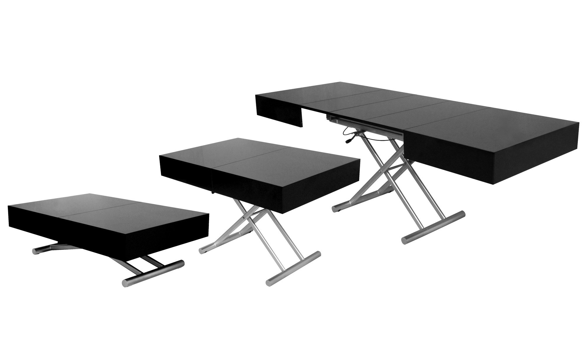 Upper table basse relevable et extensible laquée noire