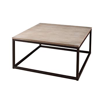 Table basse carrée métal bois