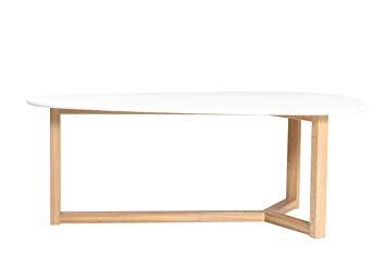 Table basse ovale bois blanc
