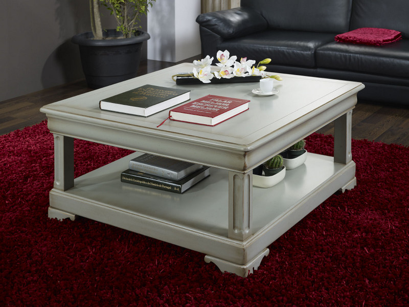 Table basse carrée en bois gris