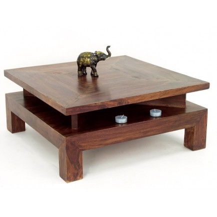 Petite table basse carrée bois