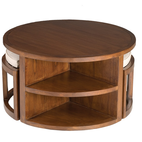 Table ronde basse bois