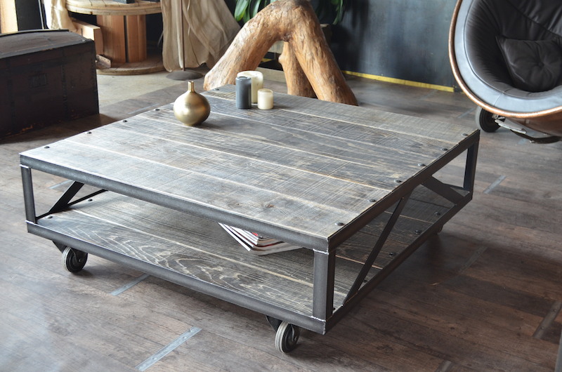 Table basse gris bois