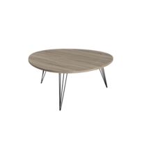 Table basse bois et acier ronde
