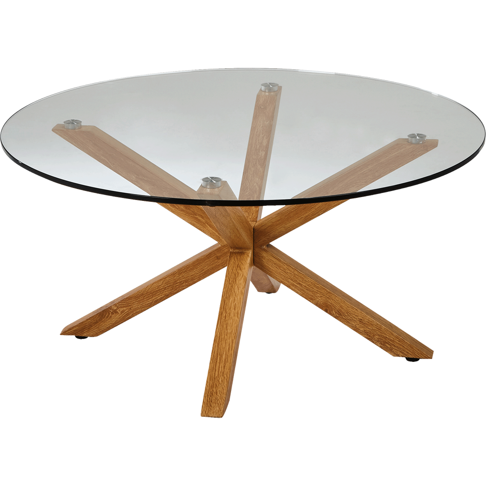 Table basse bois et verre ronde