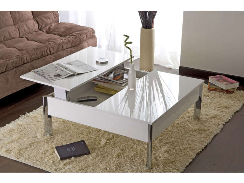 Table basse relevable blanche conforama