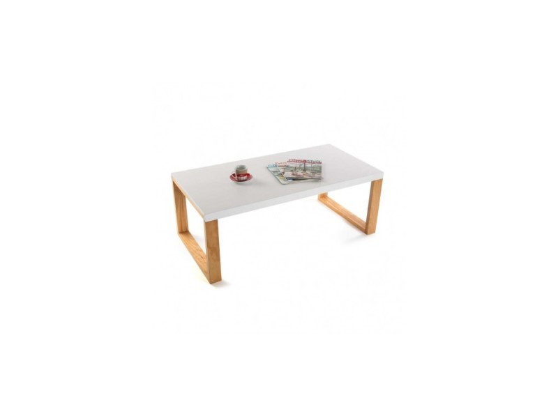 Table basse moderne blanche et bois